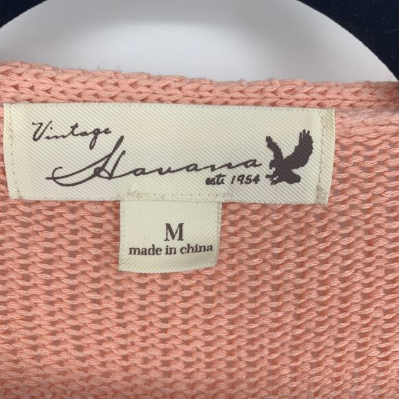 Vintage Havana Pink Acrylic Tape Yarn Shredded Half Sleeve Sweater Size Medium - Picture 3 of 5